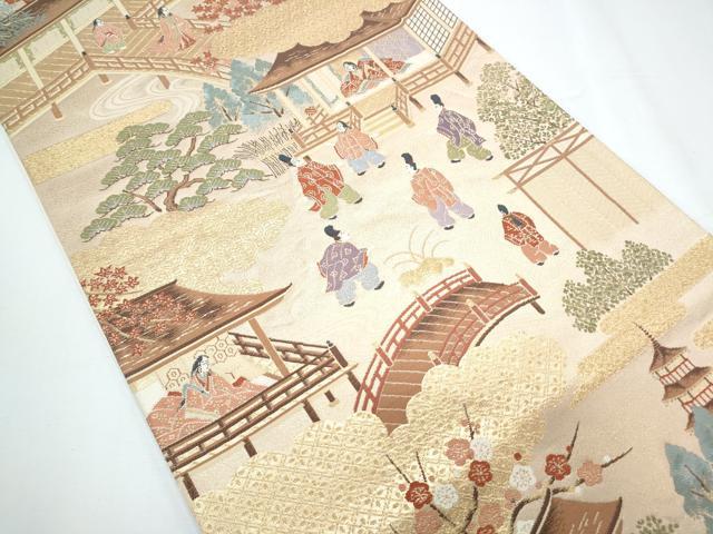 平和屋着物◎六通柄袋帯 唐織 時代屏風絵 金糸 正絹 逸品 CABE6573th