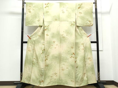 平和屋着物▼上質な小紋 地紋起こし 草花文 暈し染め 正絹 逸品 CABE6615th