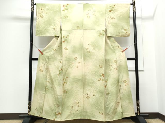 平和屋着物▼上質な小紋 地紋起こし 草花文 暈し染め 正絹 逸品 CABE6615th