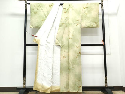 平和屋着物▼上質な小紋 地紋起こし 草花文 暈し染め 正絹 逸品 CABE6615th