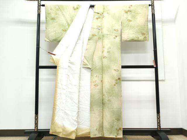 平和屋着物▼上質な小紋 地紋起こし 草花文 暈し染め 正絹 逸品 CABE6615th