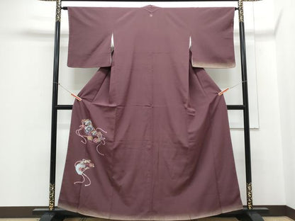 平和屋着物▼訪問着 総刺繍 熨斗桧扇花文 金糸 正絹 逸品 CABE6617th