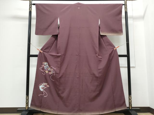 平和屋着物▼訪問着 総刺繍 熨斗桧扇花文 金糸 正絹 逸品 CABE6617th