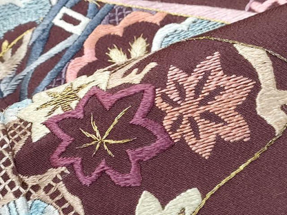平和屋着物▼訪問着 総刺繍 熨斗桧扇花文 金糸 正絹 逸品 CABE6617th