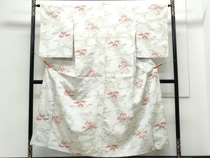 平和屋着物■上質なお召 草花文 正絹 逸品 CABE6635th
