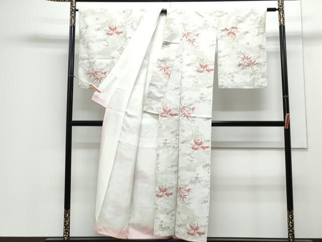 平和屋着物■上質なお召 草花文 正絹 逸品 CABE6635th