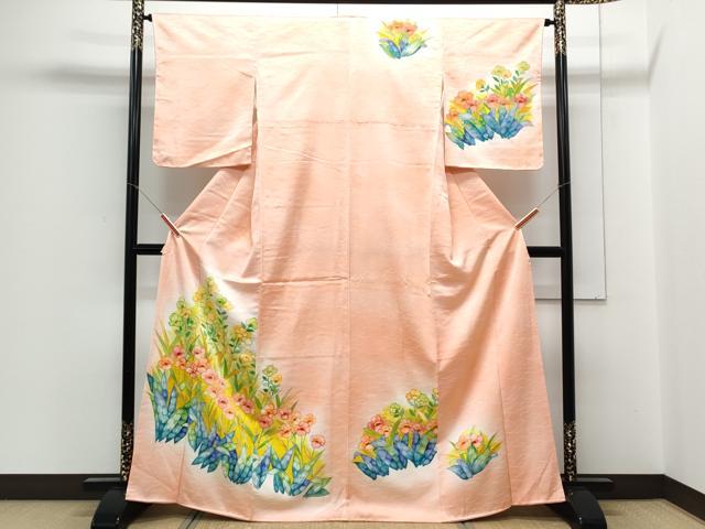 平和屋着物■訪問着　手描き　草花文　暈し染め　正絹　逸品　CABE6641th