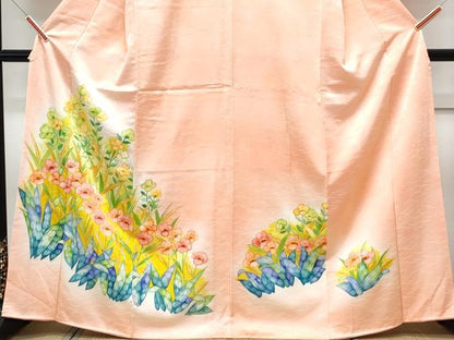 平和屋着物■訪問着　手描き　草花文　暈し染め　正絹　逸品　CABE6641th