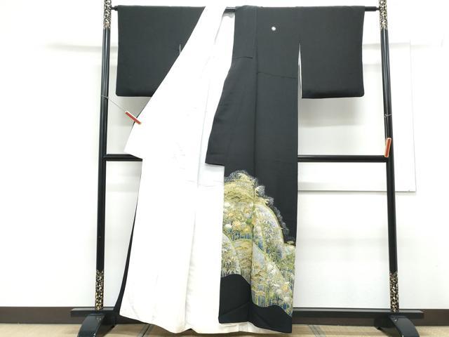 平和屋着物■豪華黒留袖　駒刺繍　笹竹文　金彩　正絹　逸品　CABE6645th