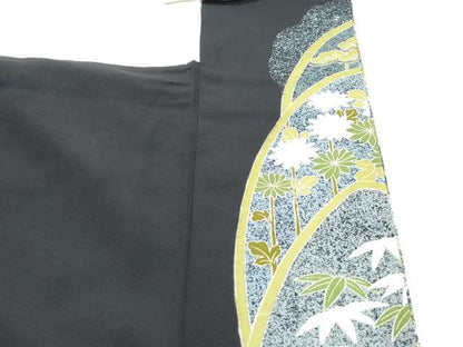 平和屋着物■豪華黒留袖　駒刺繍　笹竹文　金彩　正絹　逸品　CABE6645th