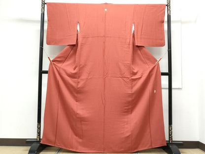 平和屋着物■上質な色無地 作家物 本草木染 赤錆色 正絹 逸品 CABE6663th