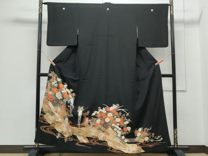 平和屋着物■豪華黒留袖 花車文 金彩 正絹 逸品 CABE6686th