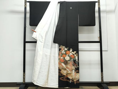 平和屋着物■豪華黒留袖 花車文 金彩 正絹 逸品 CABE6686th
