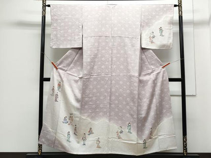 平和屋着物■訪問着　手描き　人物文　暈し染め　正絹　逸品　CABE6688th