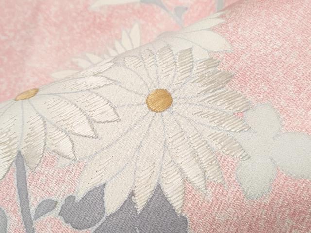 平和屋着物■訪問着　刺繍　草花文　正絹　逸品　CABE6694th