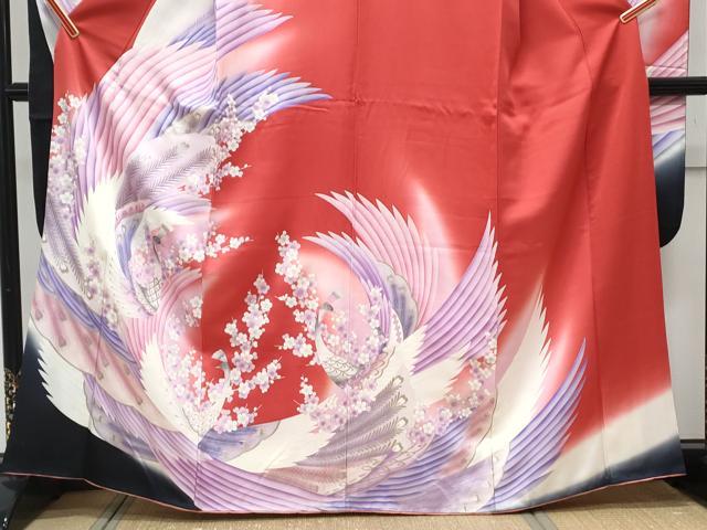 平和屋着物■豪華振袖 孔雀花文 暈し染め 銀彩 正絹 逸品 CABE6698th