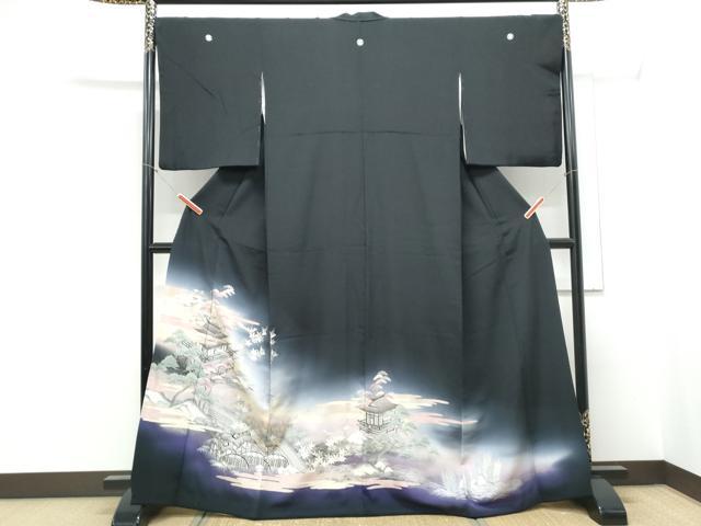 平和屋着物＊夏物　黒留袖　絽　風景文　銀彩　正絹　逸品　AABC9871jd 着物 平和屋 留袖のおすすめ人気商品一覧 通販 - Yahoo!ショッピング