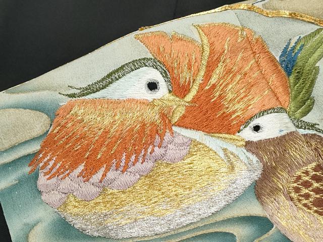 平和屋着物■豪華黒留袖　駒刺繍　地紙鴛鴦花文　金彩　正絹　逸品　CABE6709th
