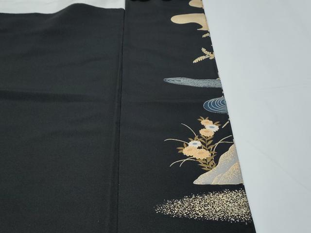 平和屋着物■豪華黒留袖 駒刺繍 御所車花文 金彩 正絹 逸品 CABE6711th