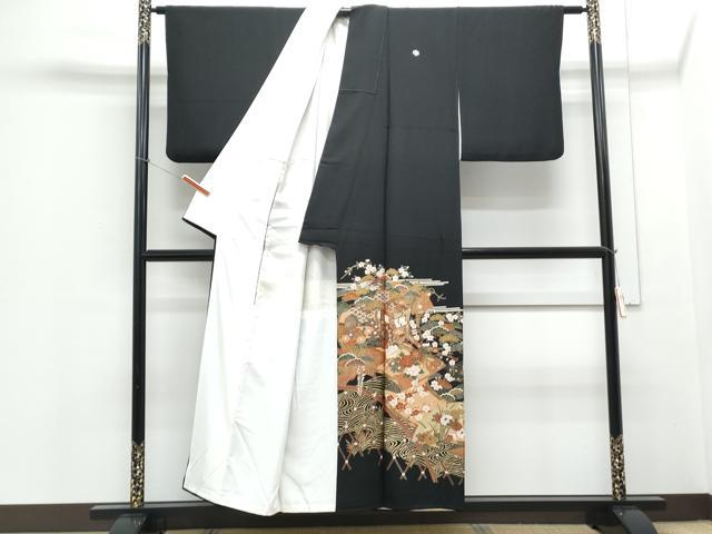 平和屋着物■豪華黒留袖 御所車花文 金彩 正絹 逸品 CABE6715th