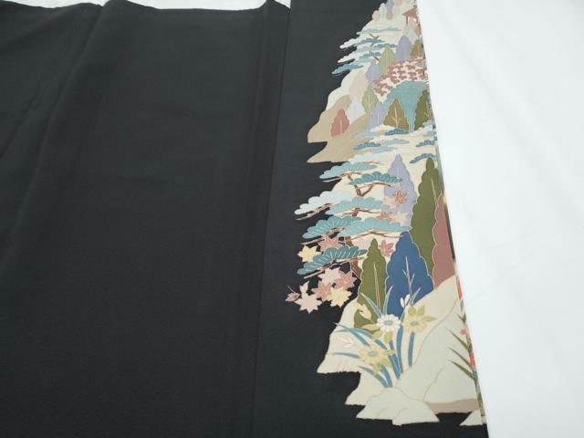 平和屋着物■豪華黒留袖 友禅 作家物 風景文 正絹 逸品 CABE6717th