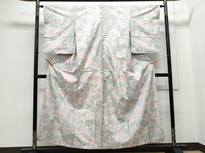 平和屋着物■本場大島紬　白大島　7マルキ　花唐草文　正絹　逸品　CABE6734th