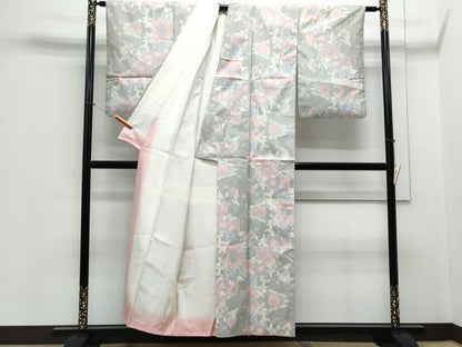 平和屋着物■本場大島紬　白大島　7マルキ　花唐草文　正絹　逸品　CABE6734th