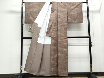 平和屋着物■上質な紬 格子文 正絹 逸品 CABE6737th