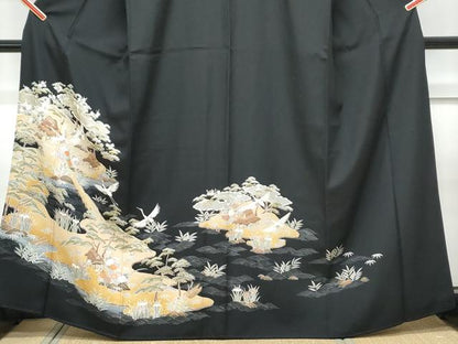 平和屋着物■豪華黒留袖 飛鶴風景文 正絹 逸品 CABE6739th