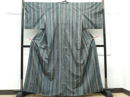 平和屋着物■上質な小紋 紬地 縞 正絹 逸品 CABE6748th