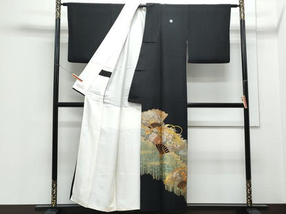 平和屋着物■豪華黒留袖 作家物 桧扇鴛鴦花文 金銀彩 正絹 逸品 CABE6758th