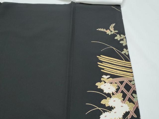 平和屋着物■豪華黒留袖 雲重ね花文 鶴 金彩 正絹 逸品 CABE6771th