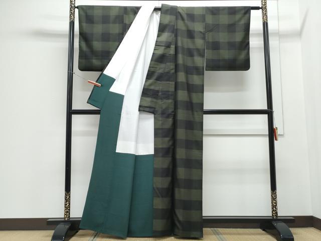 平和屋着物■上質な紬 市松文 正絹 逸品 CABE6787th