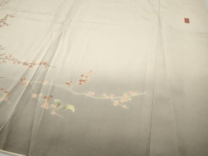 平和屋着物●十日町友禅　女流作家　遠田藤舟　訪問着　枝木の実　暈し染め　ロング丈　正絹　逸品　CABE6801ut
