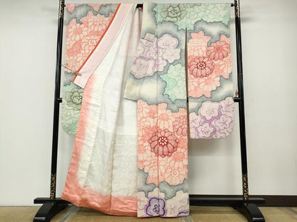 平和屋着物●豪華振袖　総絞り　舞花文　正絹　逸品　CABE6802ut