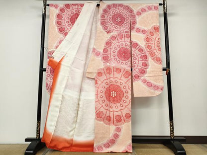 平和屋着物●豪華振袖　総絞り　吉祥花文　正絹　逸品　CABE6804ut