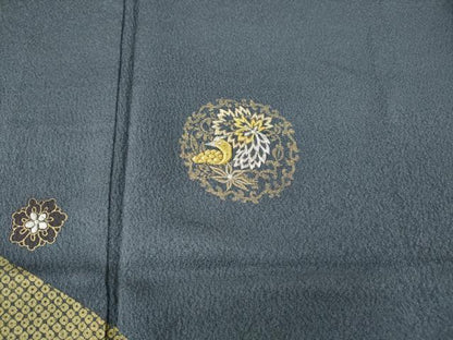 平和屋着物●訪問着　刺繍　花鳥文　金彩　正絹　逸品　未使用　CABE6808ut