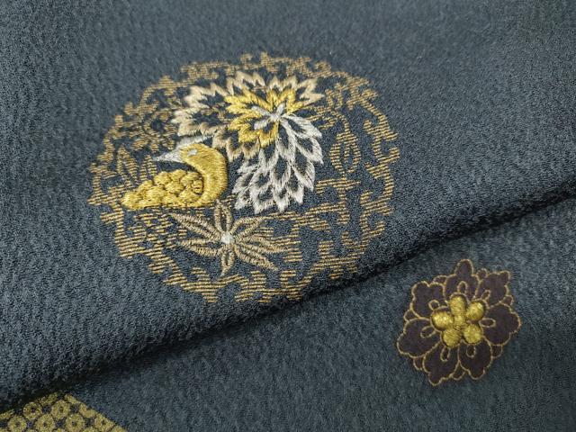 平和屋着物●訪問着　刺繍　花鳥文　金彩　正絹　逸品　未使用　CABE6808ut