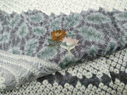 平和屋着物●訪問着　刺繍　絞り　道長花文　金糸　正絹　逸品　未使用　CABE6809ut