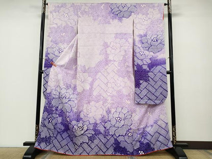 平和屋着物●豪華振袖　総絞り　檜垣舞花文　暈し染め　正絹　逸品　CABE6811ut