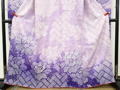 平和屋着物●豪華振袖　総絞り　檜垣舞花文　暈し染め　正絹　逸品　CABE6811ut