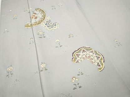 平和屋着物●訪問着　駒刺繍　絵皿花文　金彩　正絹　逸品　未使用　CABE6813ut