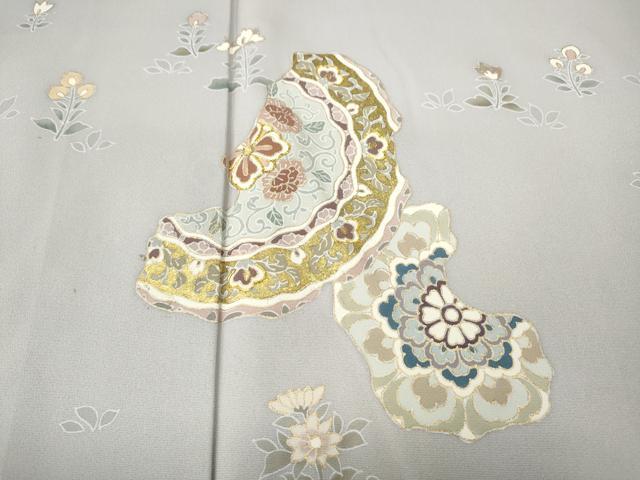 平和屋着物●訪問着　駒刺繍　絵皿花文　金彩　正絹　逸品　未使用　CABE6813ut