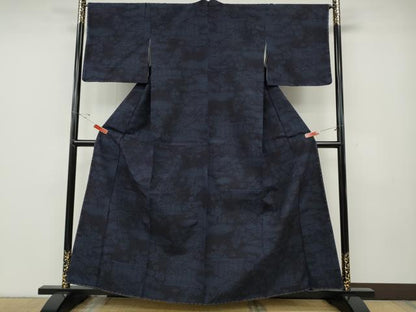 平和屋着物●結城紬　80亀甲　雲取り風景花文　正絹　逸品　CABE6816ut