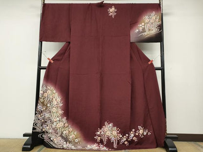 平和屋着物●訪問着　辻が花　絞り　暈し染め　ロング丈　正絹　逸品　CABE6818ut