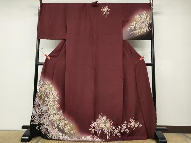 平和屋着物●訪問着　辻が花　絞り　暈し染め　ロング丈　正絹　逸品　CABE6818ut