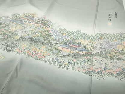 平和屋着物●本加賀友禅作家　梶山伸　色留袖　寿光織　風景草花文　暈し染め　さが美扱い　正絹　逸品　CABE6819ut