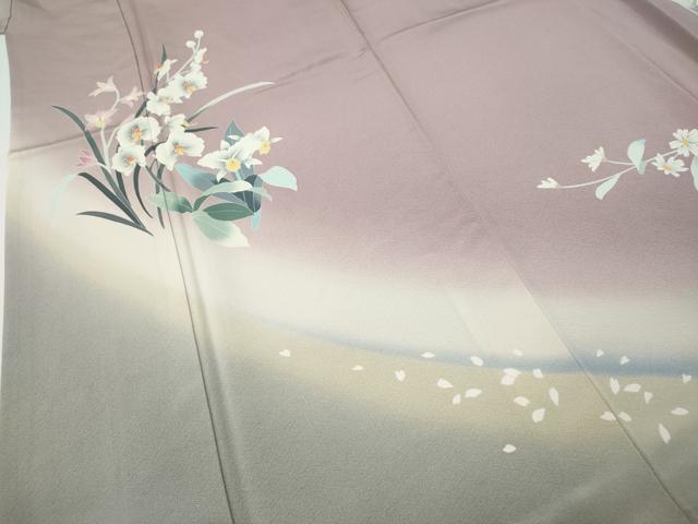 平和屋着物○訪問着 友禅 作家物 枝花文 暈し染め 正絹 逸品