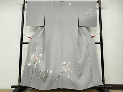 平和屋着物●京加賀友禅　百貫達雄　訪問着　枝花文　暈し染め　銀座おおぎ屋扱い　正絹　逸品　CABE6824ut