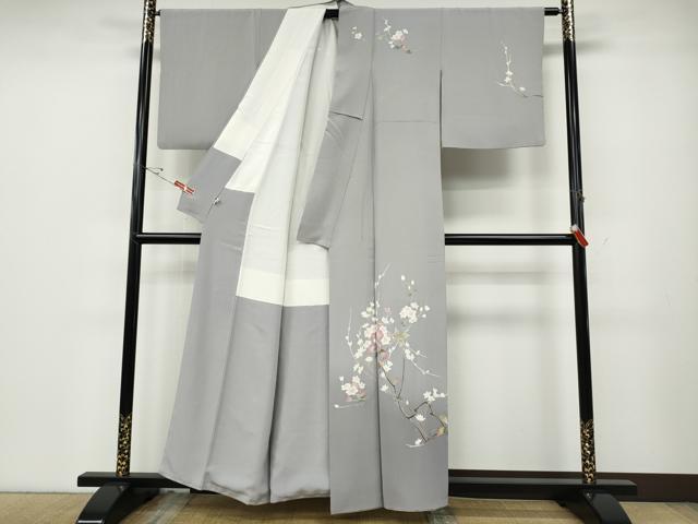 平和屋着物●京加賀友禅　百貫達雄　訪問着　枝花文　暈し染め　銀座おおぎ屋扱い　正絹　逸品　CABE6824ut